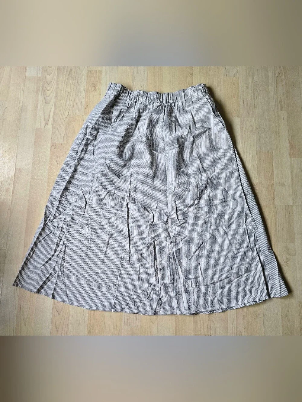 Eileen Fishwer 100% Organic Cotton Puckered Stripe Skirt Size Large